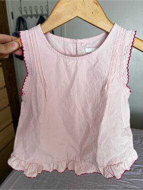 Zara kids Soft Pink Sleeveless Top with Scalloped Trim